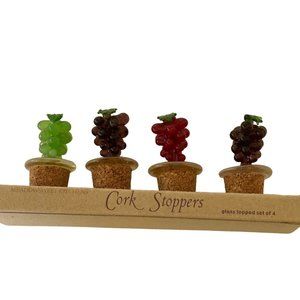 Cork Stoppers Meadowsweet Kitchens Glass Top Wine Corks Grape Clusters NEW